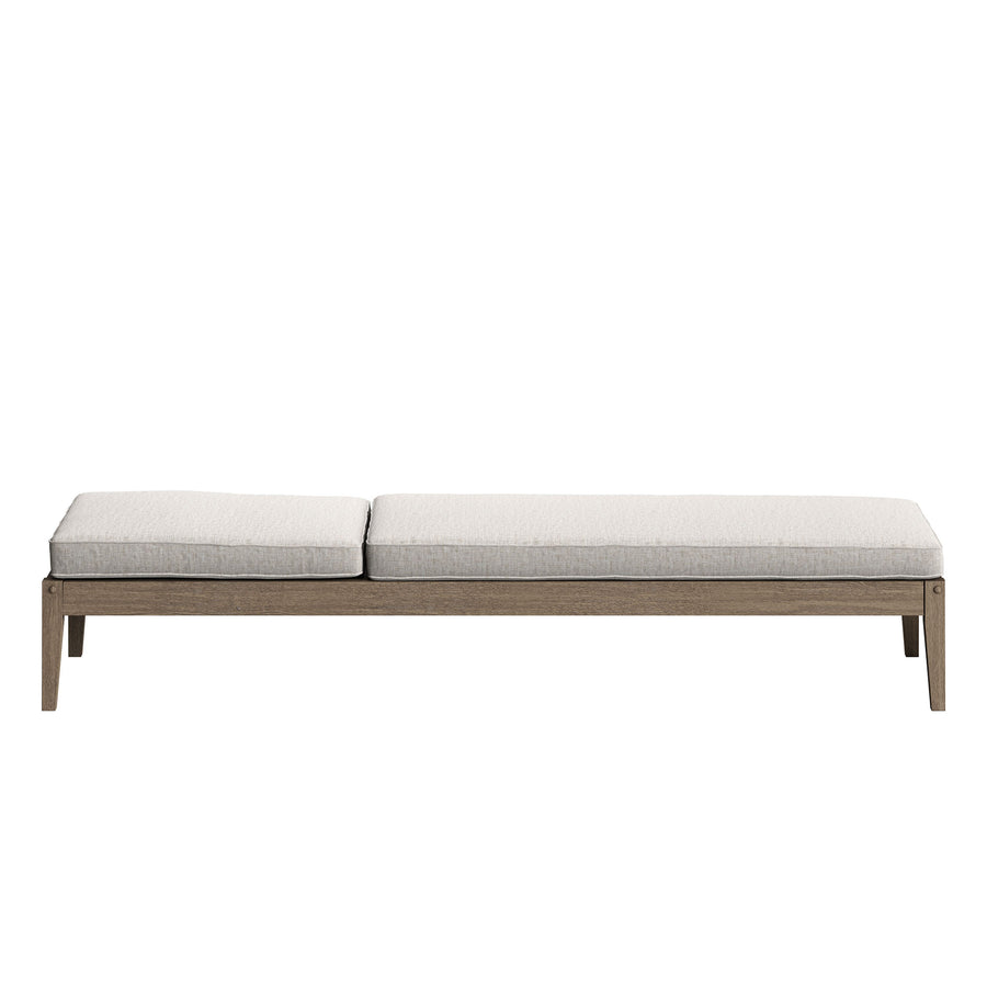Roan 3-Piece Outdoor Patio Teak Wood Furniture Set with Chaise Lounges and Side Table in Weathered Gray Pebble