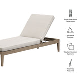 Roan Outdoor Patio Teak Chaise Lounge in Weathered Gray Pebble
