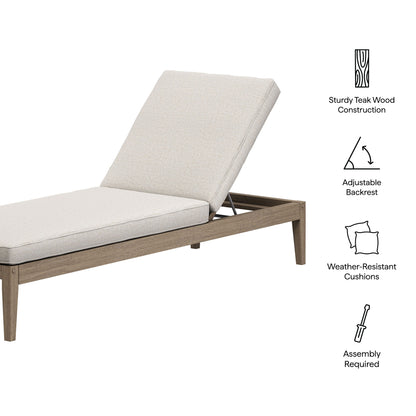 Northlake Outdoor Patio Teak Chaise Lounge by Furniture for America