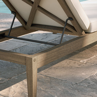 Northlake Outdoor Patio Teak Chaise Lounge by Furniture For America