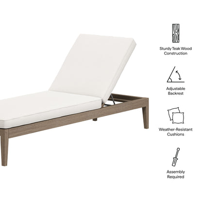 Northlake Outdoor Patio Teak Chaise Lounge by Furniture For America