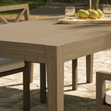 Northlake 83" Rectangular Outdoor Patio Teak Dining Table in Weathered Gray
