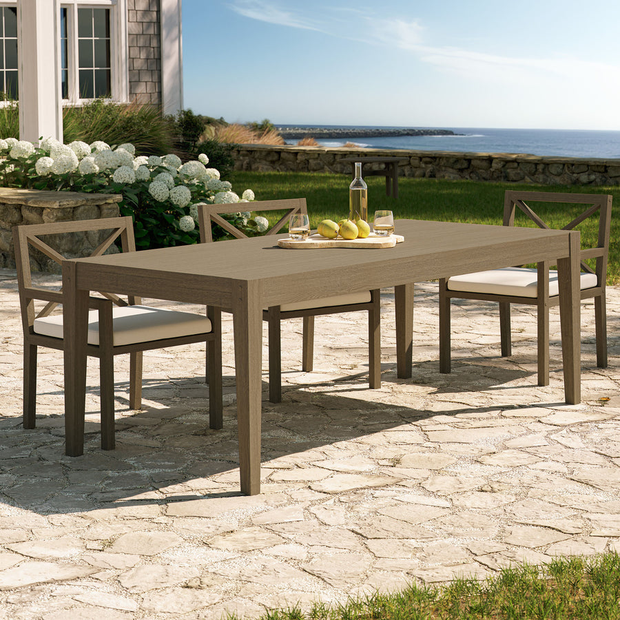 Roan 83" Rectangular Outdoor Patio Teak Dining Table in Weathered Gray