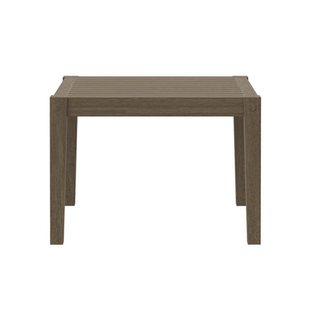 Northlake Square Outdoor Patio Teak Side Table in Weathered Gray