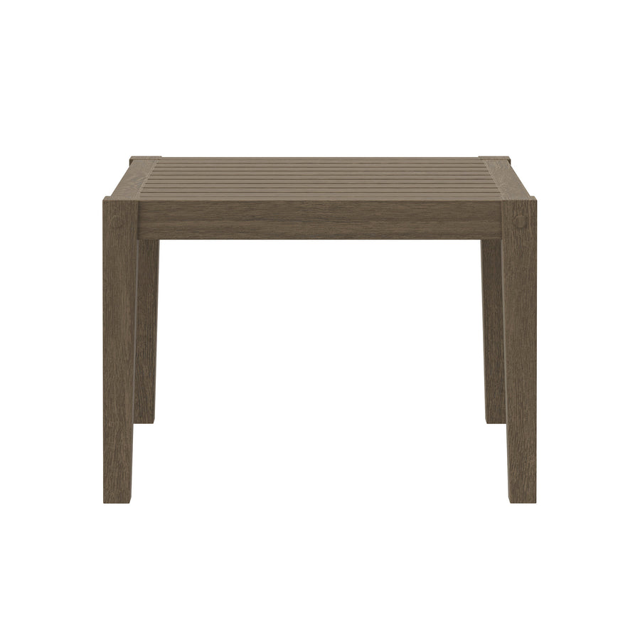 Northlake Square Outdoor Patio Teak Side Table in Weathered Gray