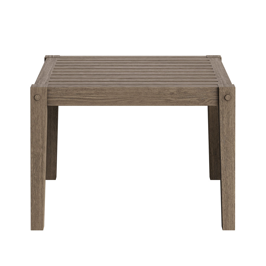 Roan 3-Piece Outdoor Patio Teak Wood Furniture Set with Armchair and Side Table in Weathered Gray Flint