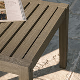 Northlake Square Outdoor Patio Teak Side Table in Weathered Gray