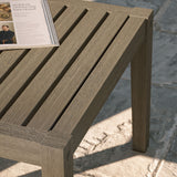 Northlake Square Outdoor Patio Teak Side Table in Weathered Gray
