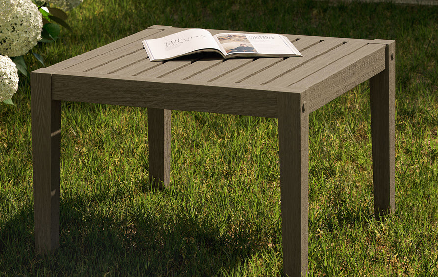 Roan Square Outdoor Patio Teak Side Table in Weathered Gray