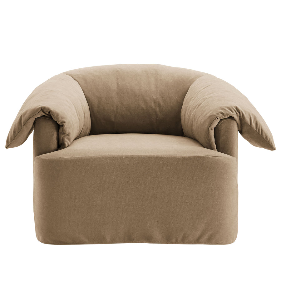 Caceres Slipcovered Fabric Oversized Armchair in Almond