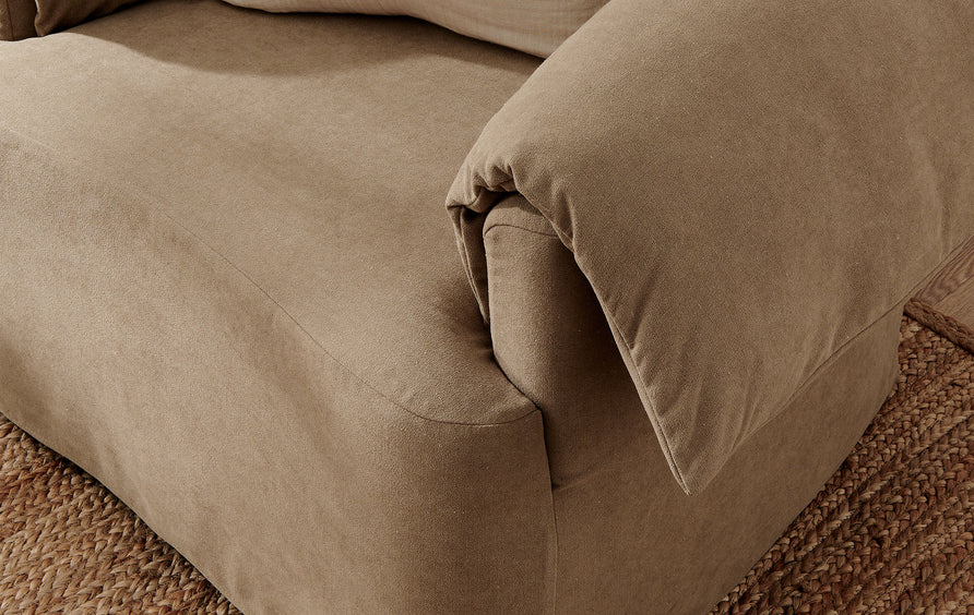 Caceres Slipcovered Fabric Oversized Armchair in Almond