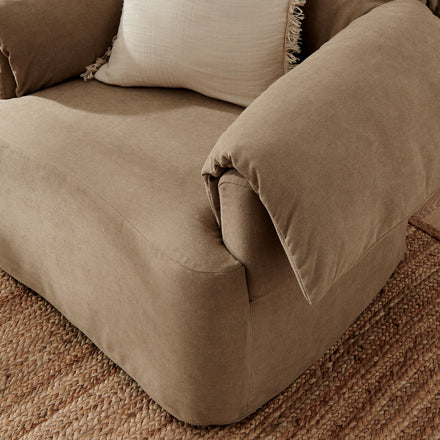 Lark Slipcovered Fabric Oversized Armchair in Almond