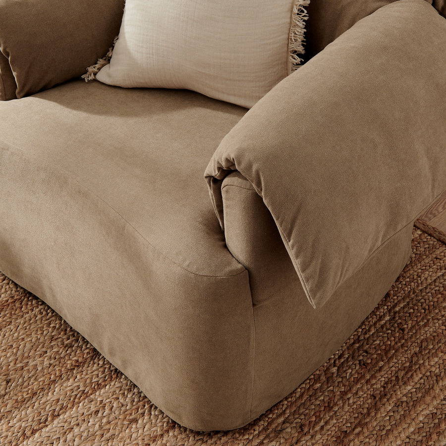 Caceres Slipcovered Fabric Oversized Armchair in Almond