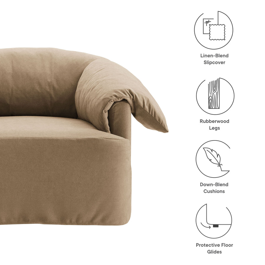 Caceres Slipcovered Fabric Oversized Armchair in Almond