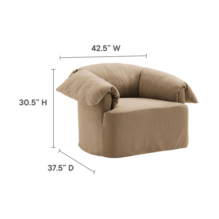 Caceres Slipcovered Fabric Oversized Armchair in Almond