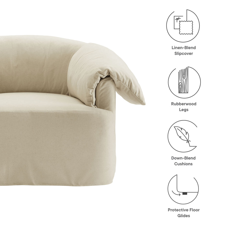 Caceres Slipcovered Fabric Oversized Armchair in Linen