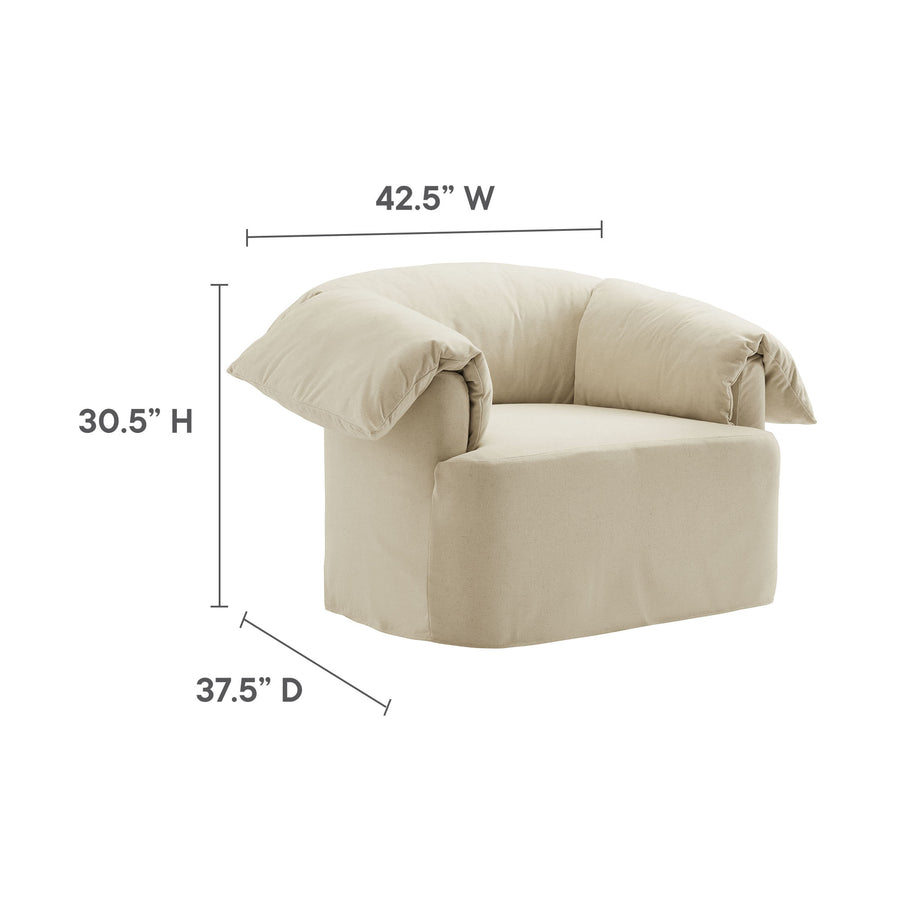 Caceres Slipcovered Fabric Oversized Armchair in Linen