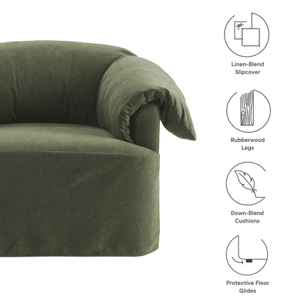 Lark Slipcovered Fabric Oversized Armchair in Sage
