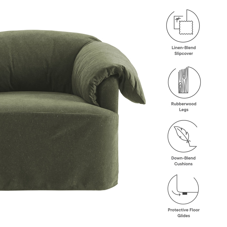Caceres Slipcovered Fabric Oversized Armchair in Sage
