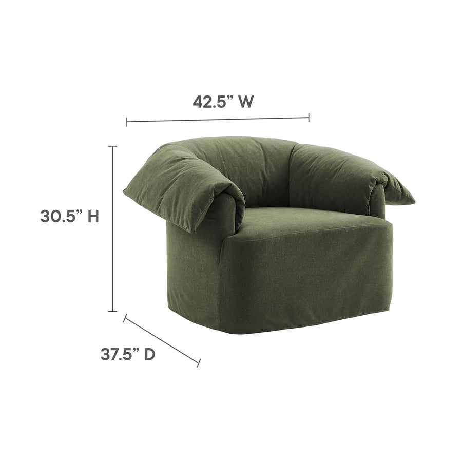 Caceres Slipcovered Fabric Oversized Armchair in Sage