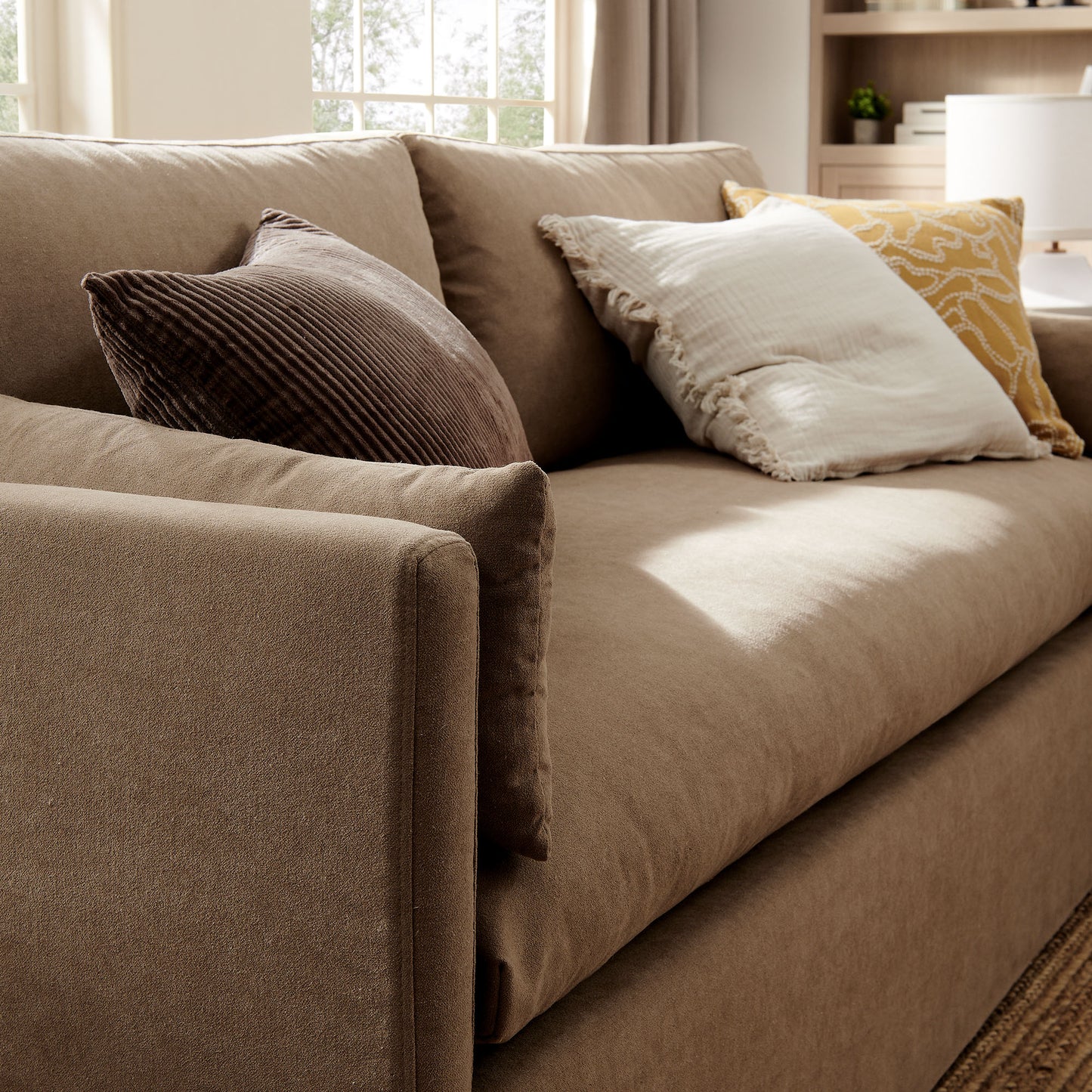 Boal 85" Slipcovered Fabric Sofa in Almond