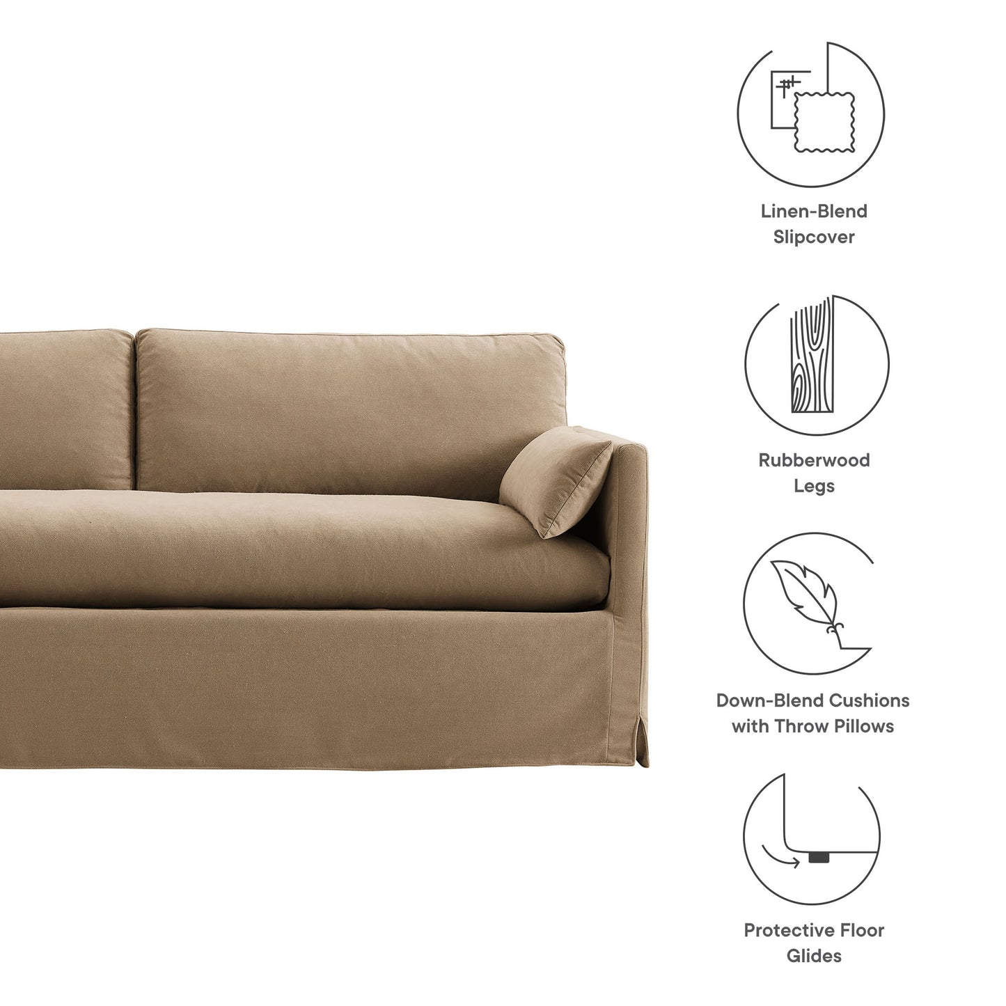 Boal 85" Slipcovered Fabric Sofa in Almond