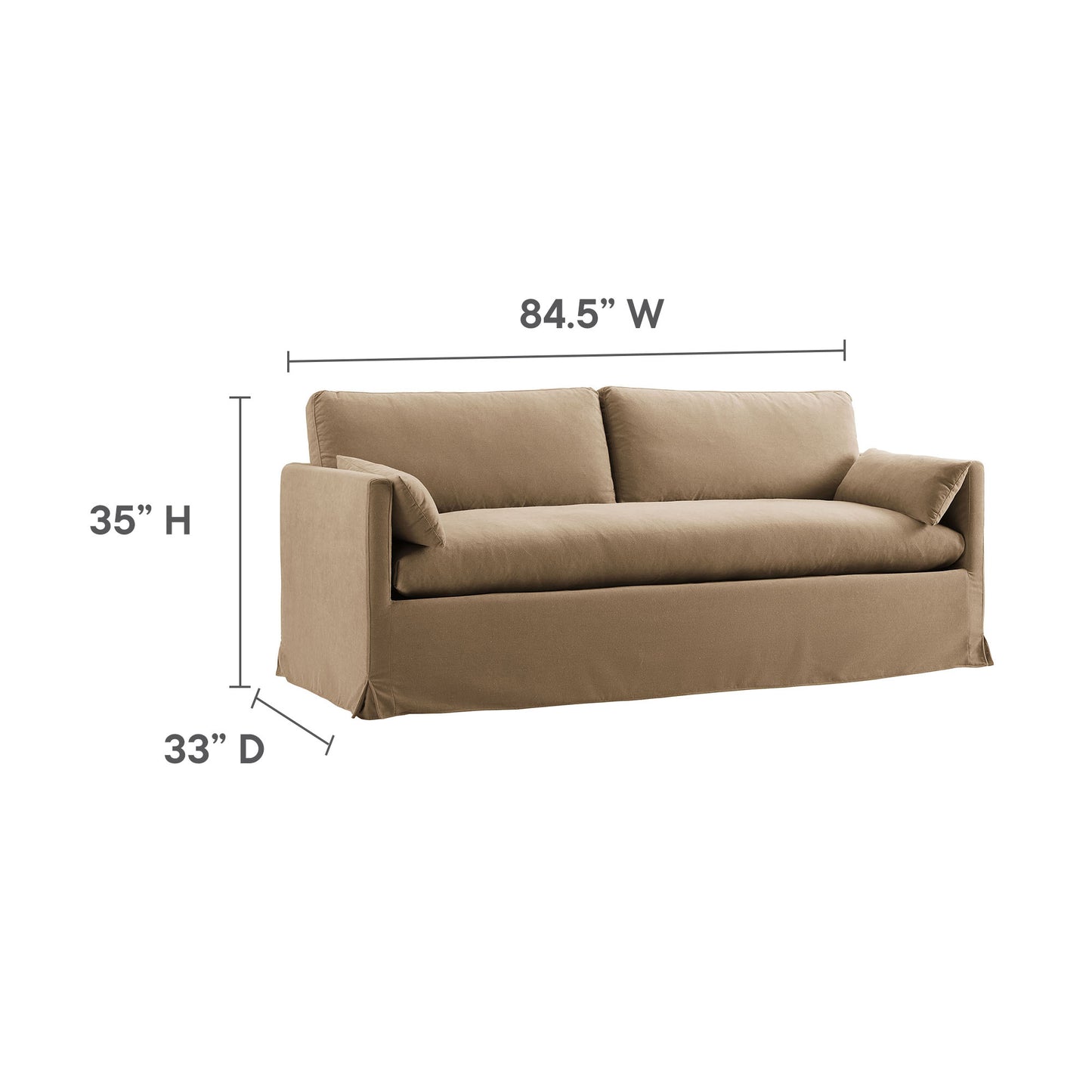 Boal 85" Slipcovered Fabric Sofa in Almond