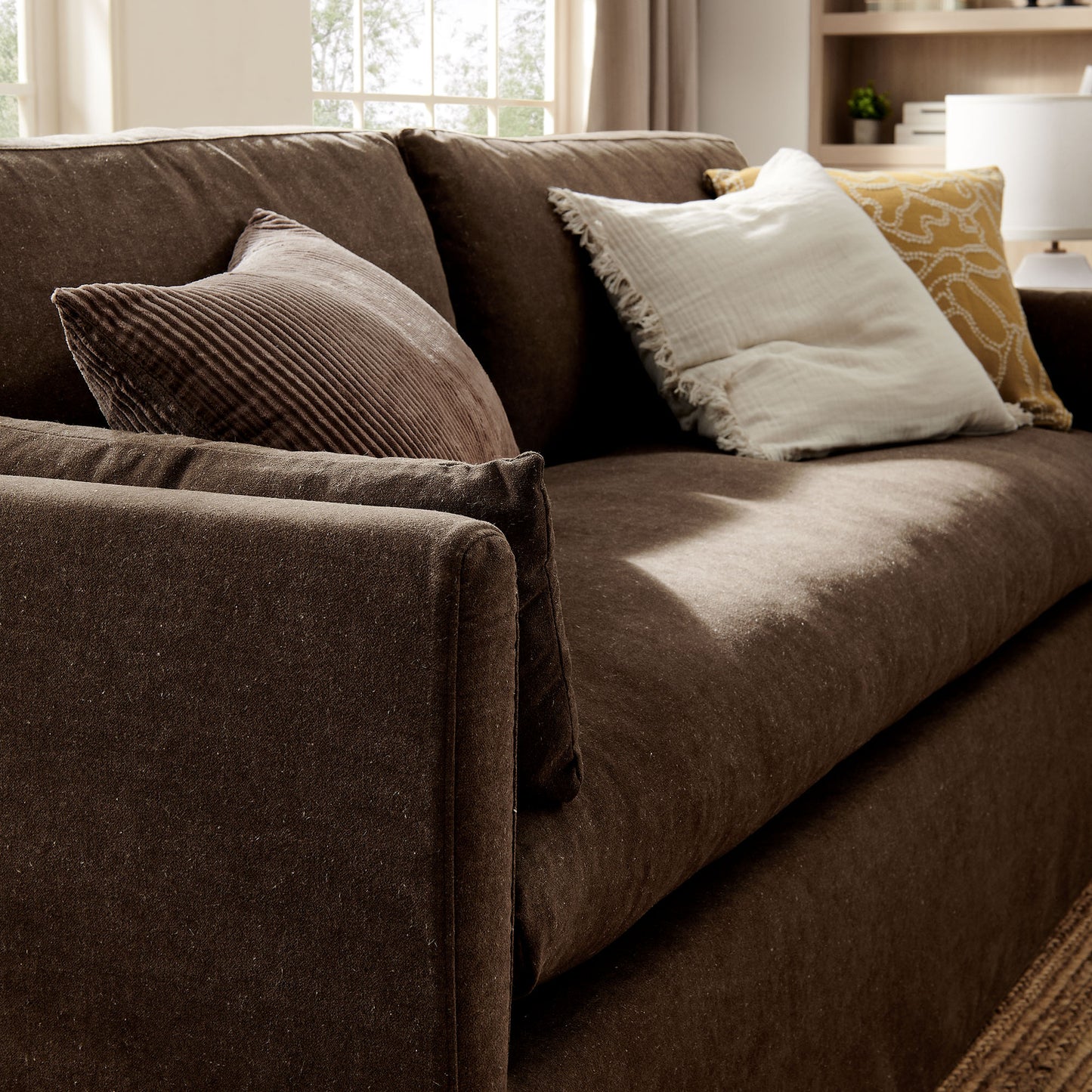 Boal 85" Slipcovered Fabric Sofa in Cocoa