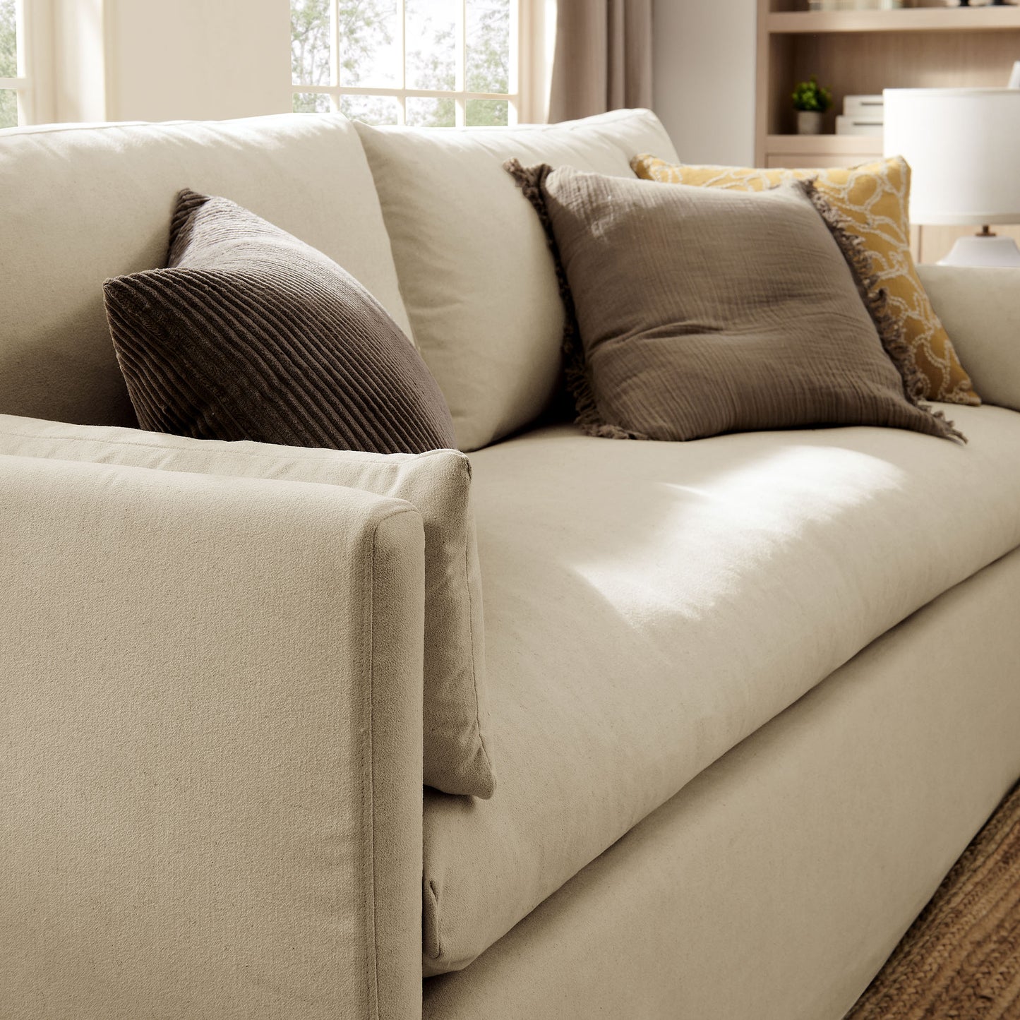 Boal 85" Slipcovered Fabric Sofa in Linen