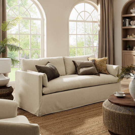 Wellfleet 85" Slipcovered Fabric Sofa by Furniture for America