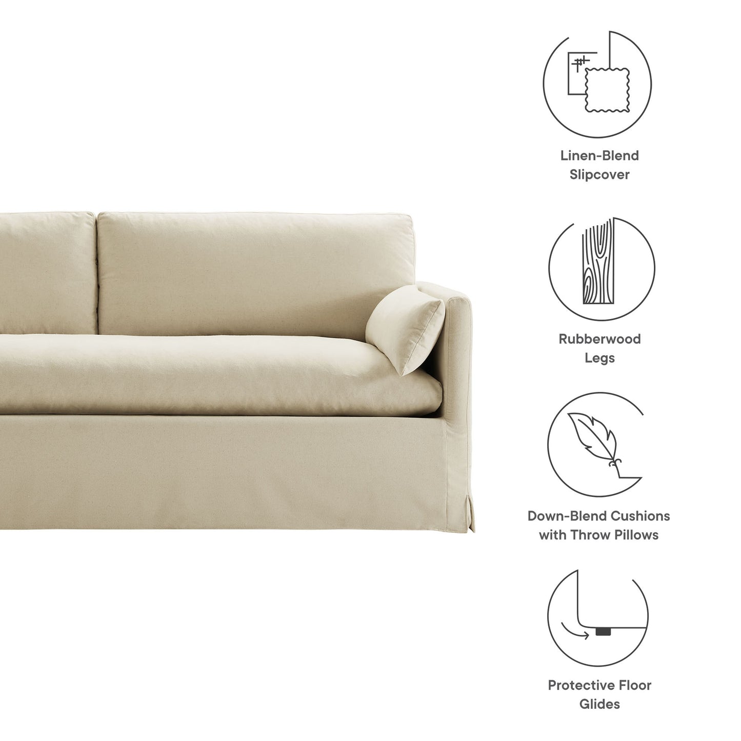 Boal 85" Slipcovered Fabric Sofa in Linen