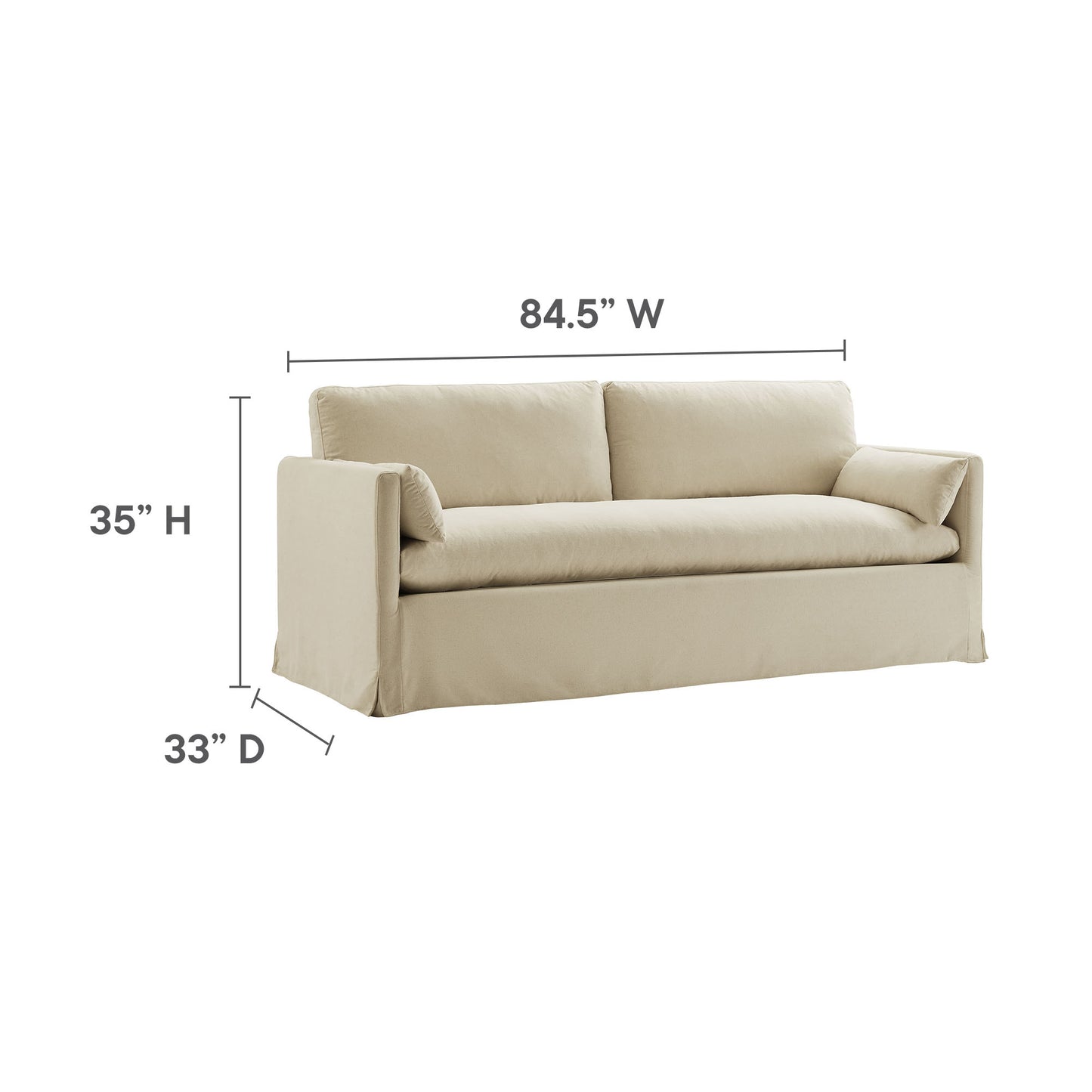 Boal 85" Slipcovered Fabric Sofa in Linen