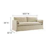 Boal 85" Slipcovered Fabric Sofa in Linen