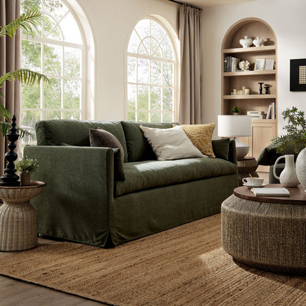 Wellfleet 85" Slipcovered Fabric Sofa in Sage