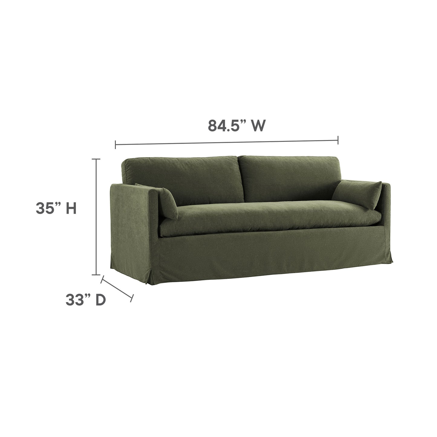 Boal 85" Slipcovered Fabric Sofa in Sage