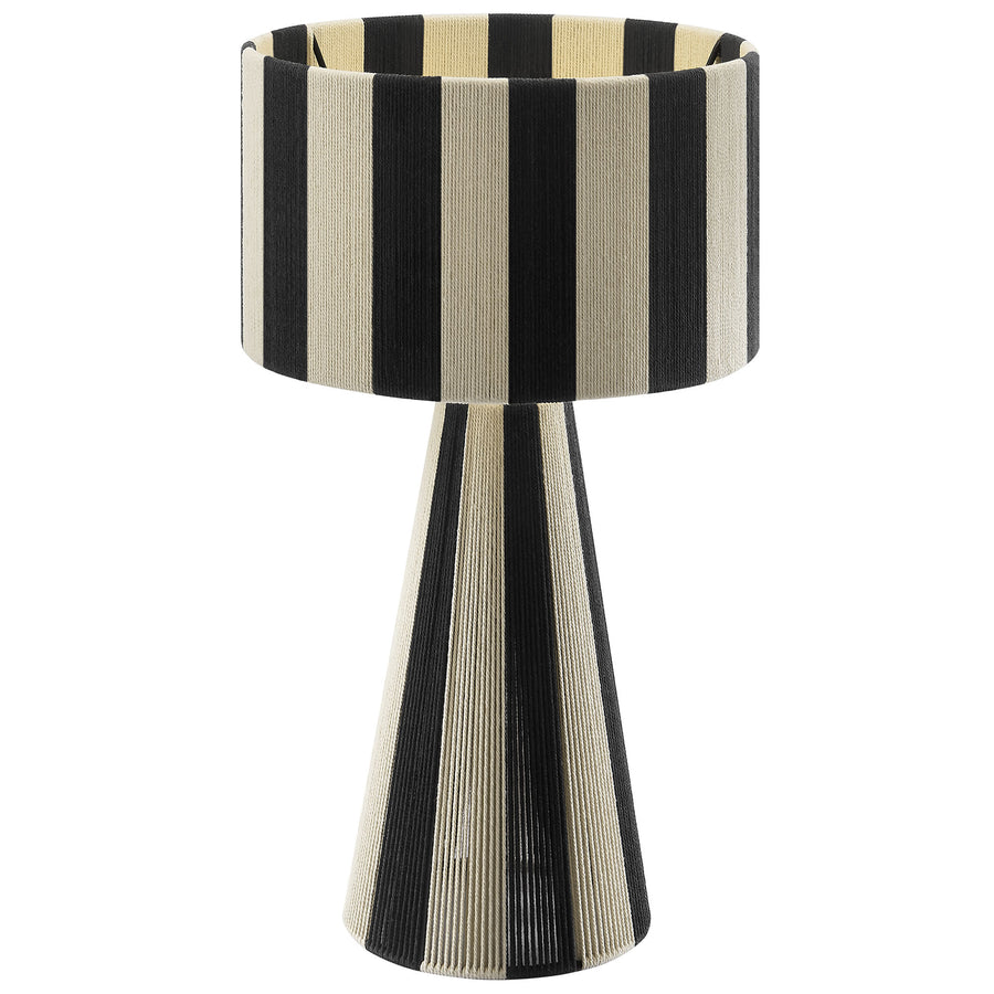 Cobh Handwoven Cotton Thread Striped Table Lamp in Black