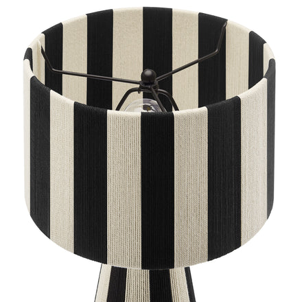 Renae Handwoven Cotton Thread Striped Table Lamp in Black