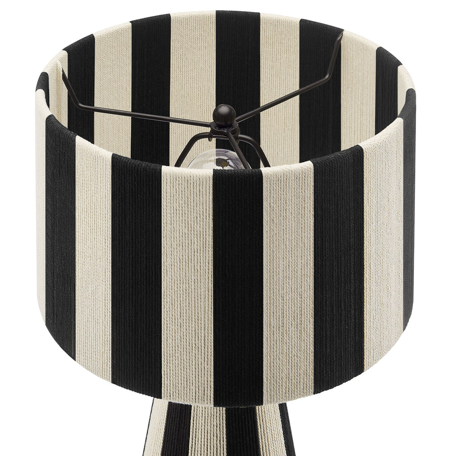 Cobh Handwoven Cotton Thread Striped Table Lamp in Black