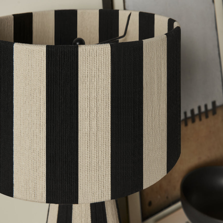 Cobh Handwoven Cotton Thread Striped Table Lamp in Black