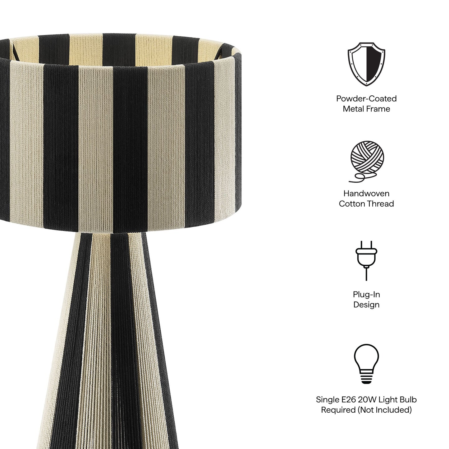 Renae Handwoven Cotton Thread Striped Table Lamp by Furniture for America