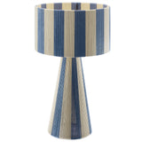 Cobh Handwoven Cotton Thread Striped Table Lamp in Capri Blue