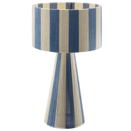 Renae Handwoven Cotton Thread Striped Table Lamp in Capri Blue