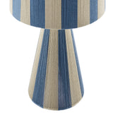 Cobh Handwoven Cotton Thread Striped Table Lamp in Capri Blue