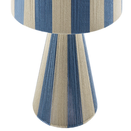 Renae Handwoven Cotton Thread Striped Table Lamp in Capri Blue