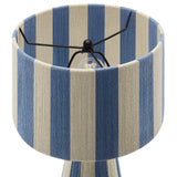 Cobh Handwoven Cotton Thread Striped Table Lamp in Capri Blue