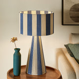 Cobh Handwoven Cotton Thread Striped Table Lamp in Capri Blue