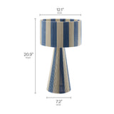 Cobh Handwoven Cotton Thread Striped Table Lamp in Capri Blue