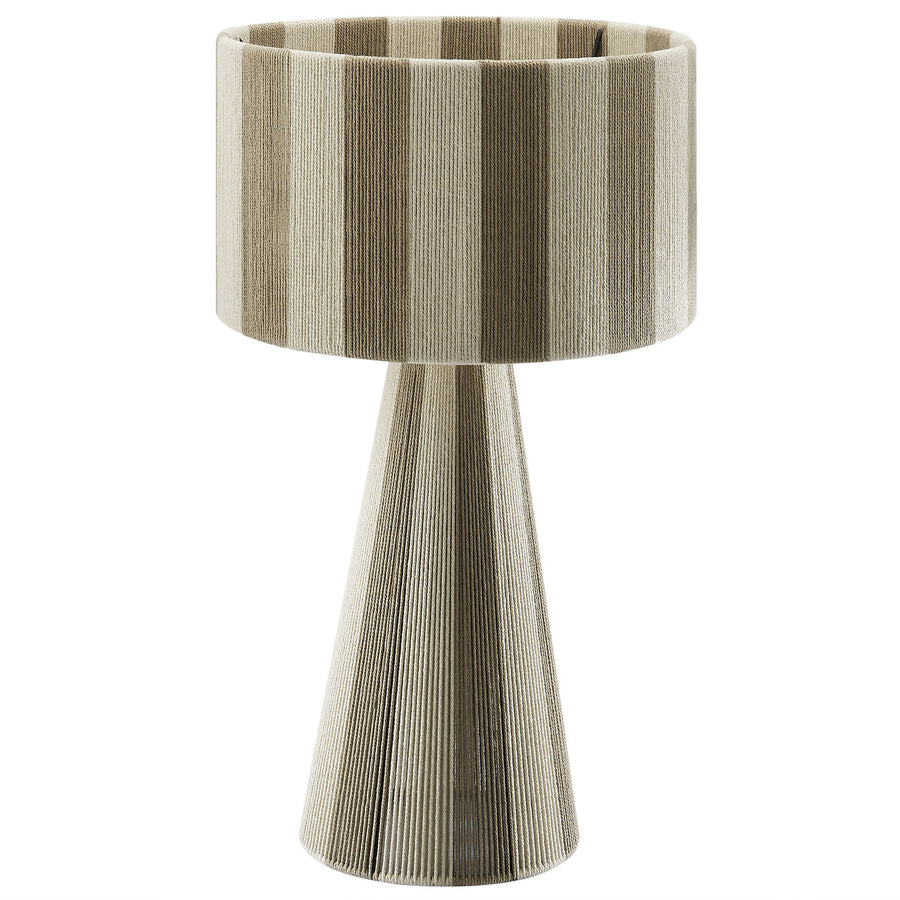 Cobh Handwoven Cotton Thread Striped Table Lamp in Cobblestone