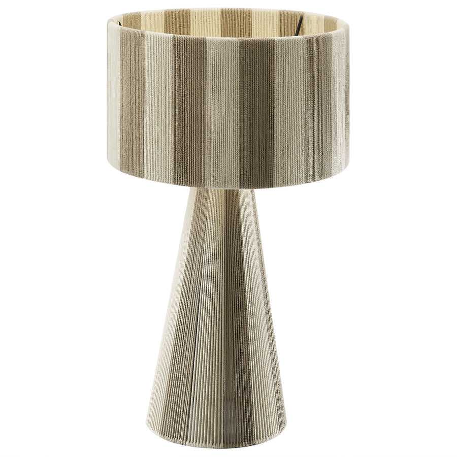 Cobh Handwoven Cotton Thread Striped Table Lamp in Cobblestone