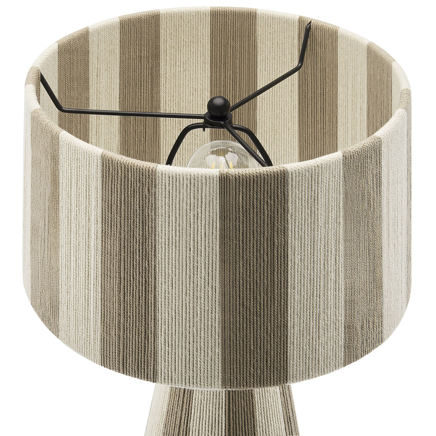 Cobh Handwoven Cotton Thread Striped Table Lamp in Cobblestone